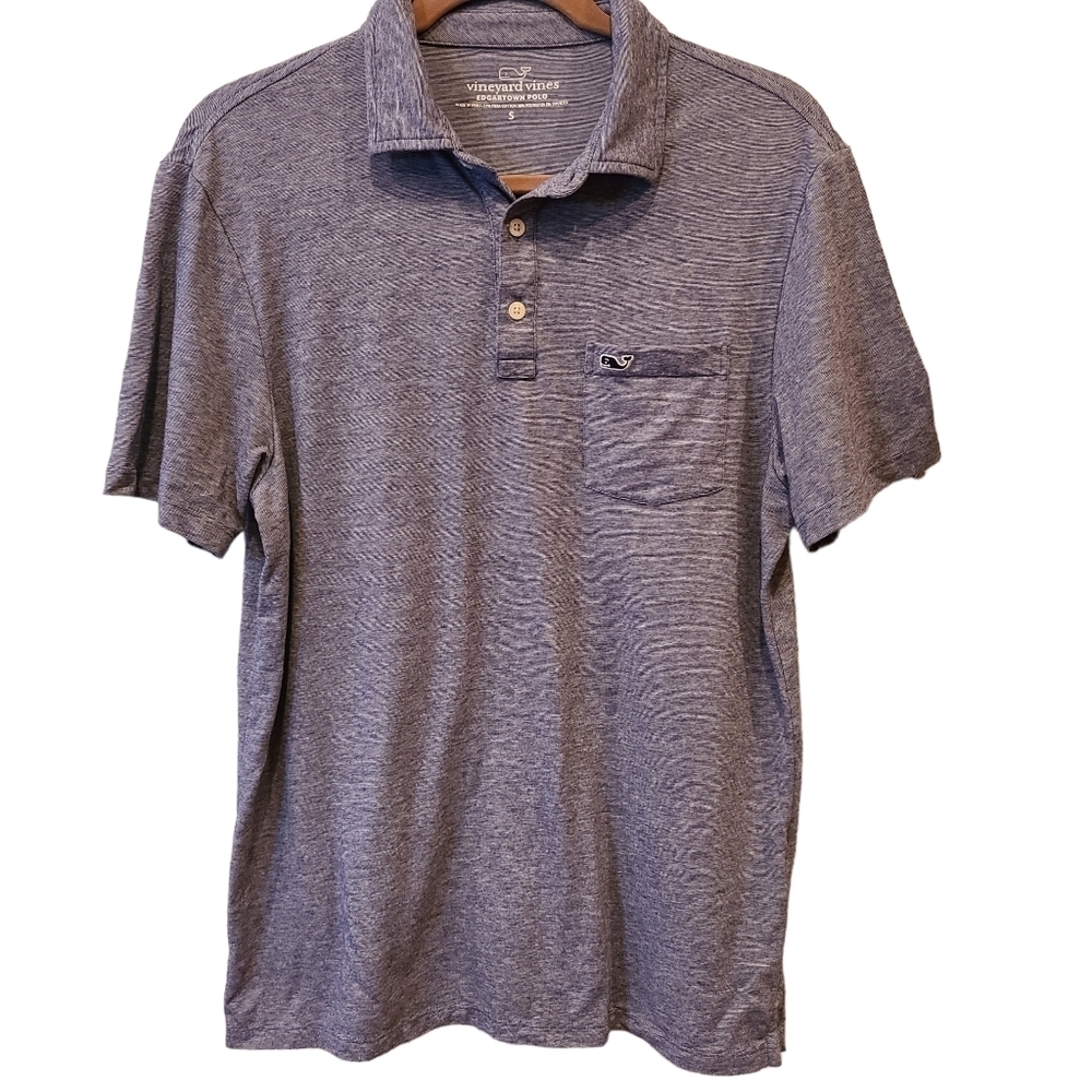 Vineyard Vines Edgartown Polo Shirt Mens Small Blue Pocket Pima Cotton